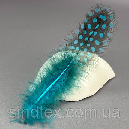 Пір'я курячі для рукоділля 5-10 см, ∼50шт - лазуровий, фото 1