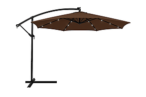 Садова парасоля 3 м WCG із поліестеру 160G та сталевою рама LED-підсвічування на сонячній панелі + чохол Коричневий