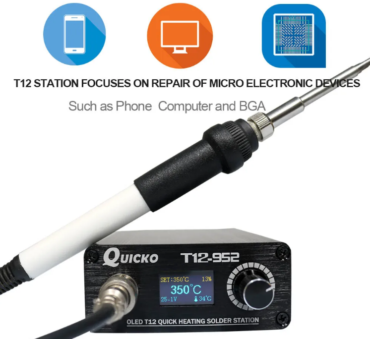 Паяльна станція T12 STC-952 QUICKO OLED — Електронний паяльник із швидким нагрівом (Нова версія 2020 року)