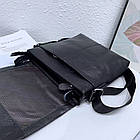 Чоловіча шкіряна сумка через плече планшет месенджер із натуральної шкіри чорна 21*23*5,5 см, фото 4