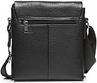 Чоловіча шкіряна сумка через плече планшет месенджер із натуральної шкіри чорна 21*23*5,5 см, фото 9