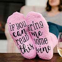 Подарункові шкарпетки RESTEQ "Капкейк" (кекси) з написом "Принеси вина" рожеві