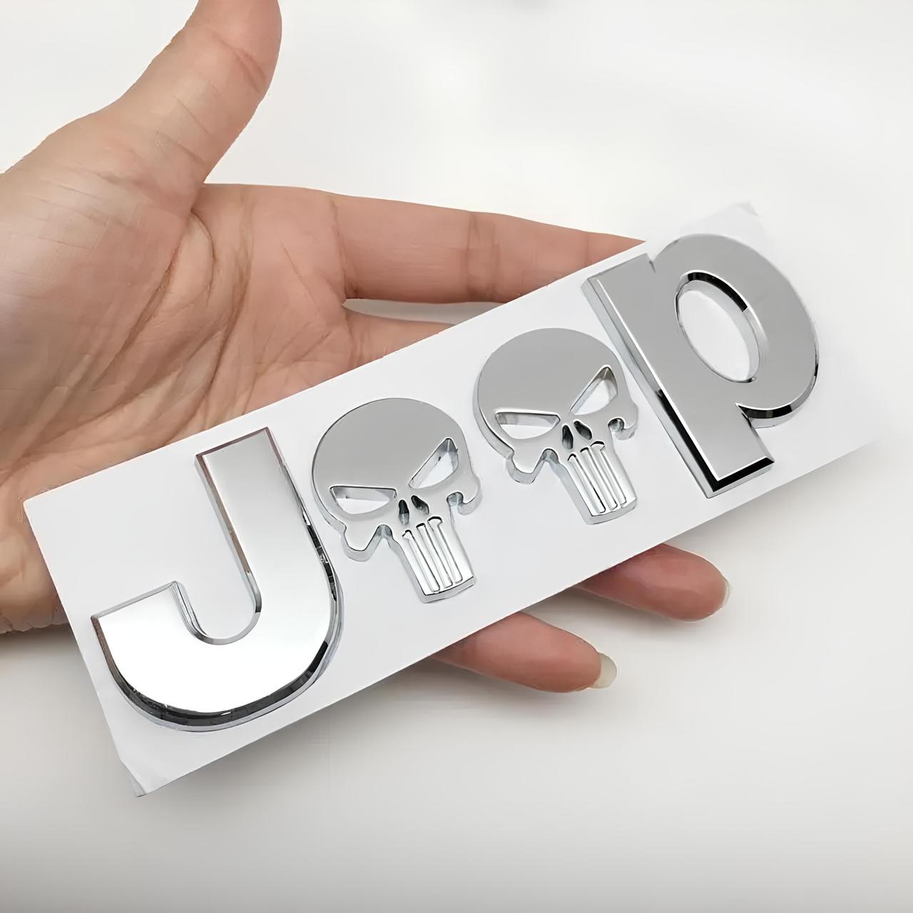 3D металева наклейка Jeep RESTEQ 135х45 мм, металевий стікер Jeep, наклейка на авто та гаджети