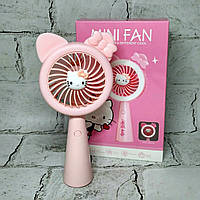 Дитячий портативний міні-вентилятор з підсвіткою Хеллоу Кітті 19 см Рожевий 677-79-1
