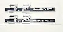 Шильдики емблеми написи на крила Mercedes-Benz 3.2AMG мерседес 3.2АМГ колір хром