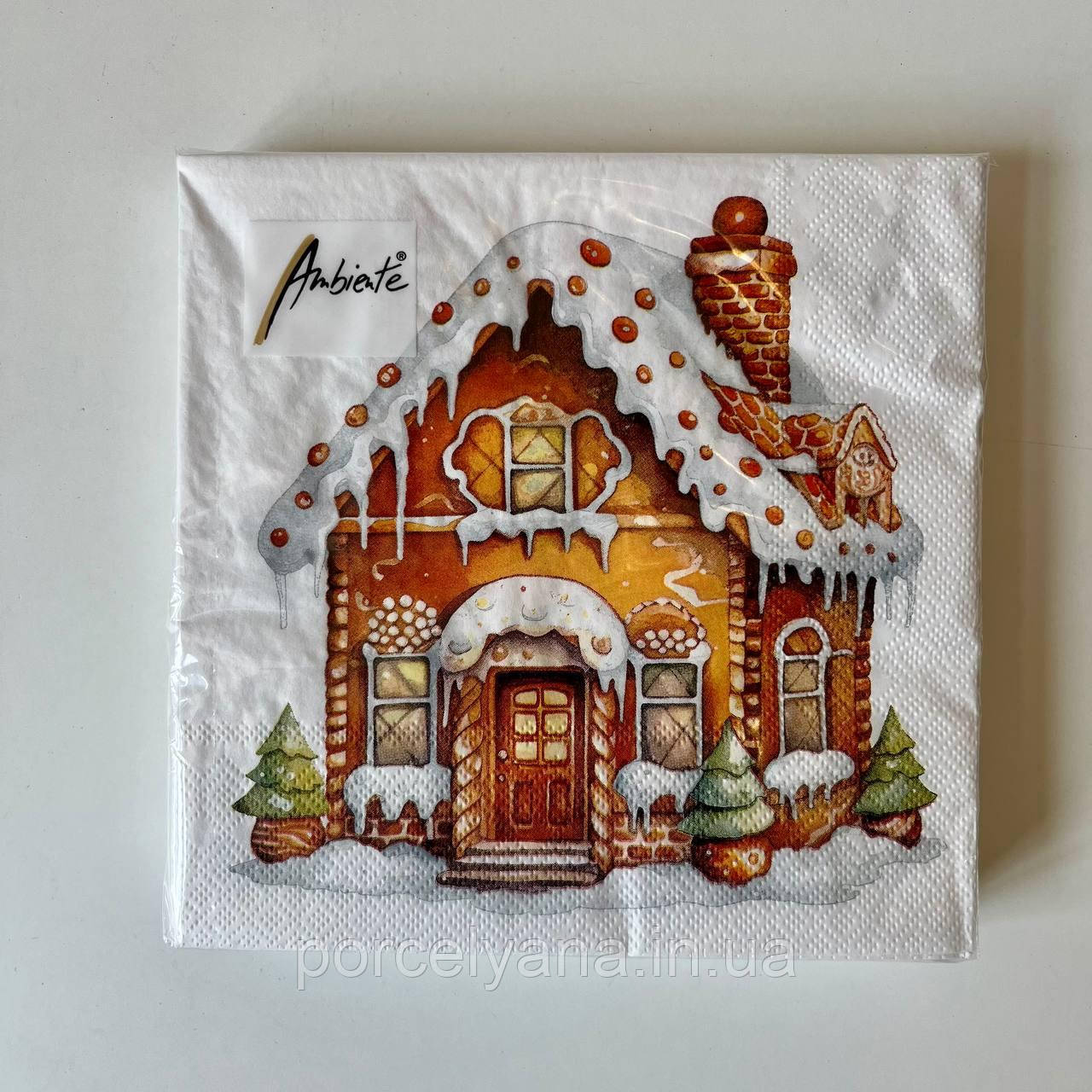 Серветки 33х33 см 20 шт Ambiente Gingerbread house, фото 1