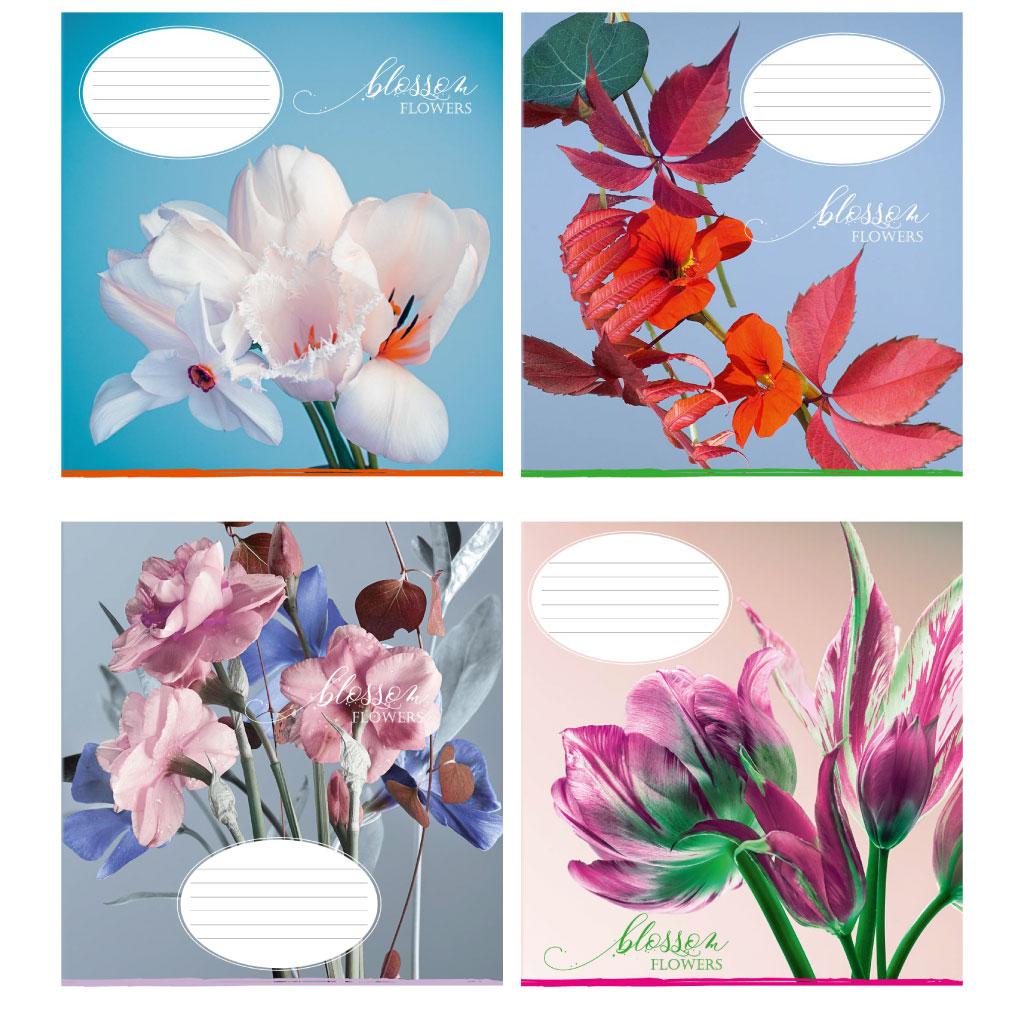 Зошит 36 аркушів клітинка "Поліграфіст" / Квітковий цвіт