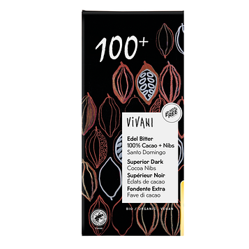 Чорний шоколад 100% органічний веганський VIVANI, 80 г