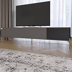 Тумба під телевізор на золотих металевих ніжках LION Грей Антрацит/Асфальт (LION-042471)