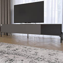 Тумба під телевізор на чорних металевих ніжках LION Грей Антрацит/Асфальт (LION-042472)