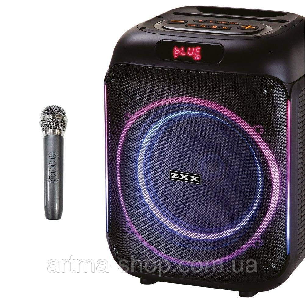 Автономна переносна колонка ZXX Boom BOX Cube 250 ватів бездротовий мікрофон (2MIC+MP3+USB+BT) 8"
