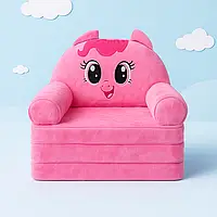 Дитяче мʼяке крісло-ліжко трансформер Май Літл Поні 50см, плюшеве крісло-диван розкладне для дітей