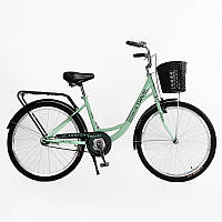 Велосипед міський Corso «TRAVEL» 26`` TL-26727 + КОШИК (1) одношвидкісний, сталева рама 16.5``, корзина, багажник