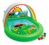 Надувний ігровий центр-басейн Intex Summer Lovin' Beach Play Pool 57421 з тентом, м'ячами та дельфіном-спреєм