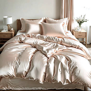 Підковдра на блискавці 145х215 Королева Ночі (Сатин Premium) | Полуторна | Однотонний персиковий