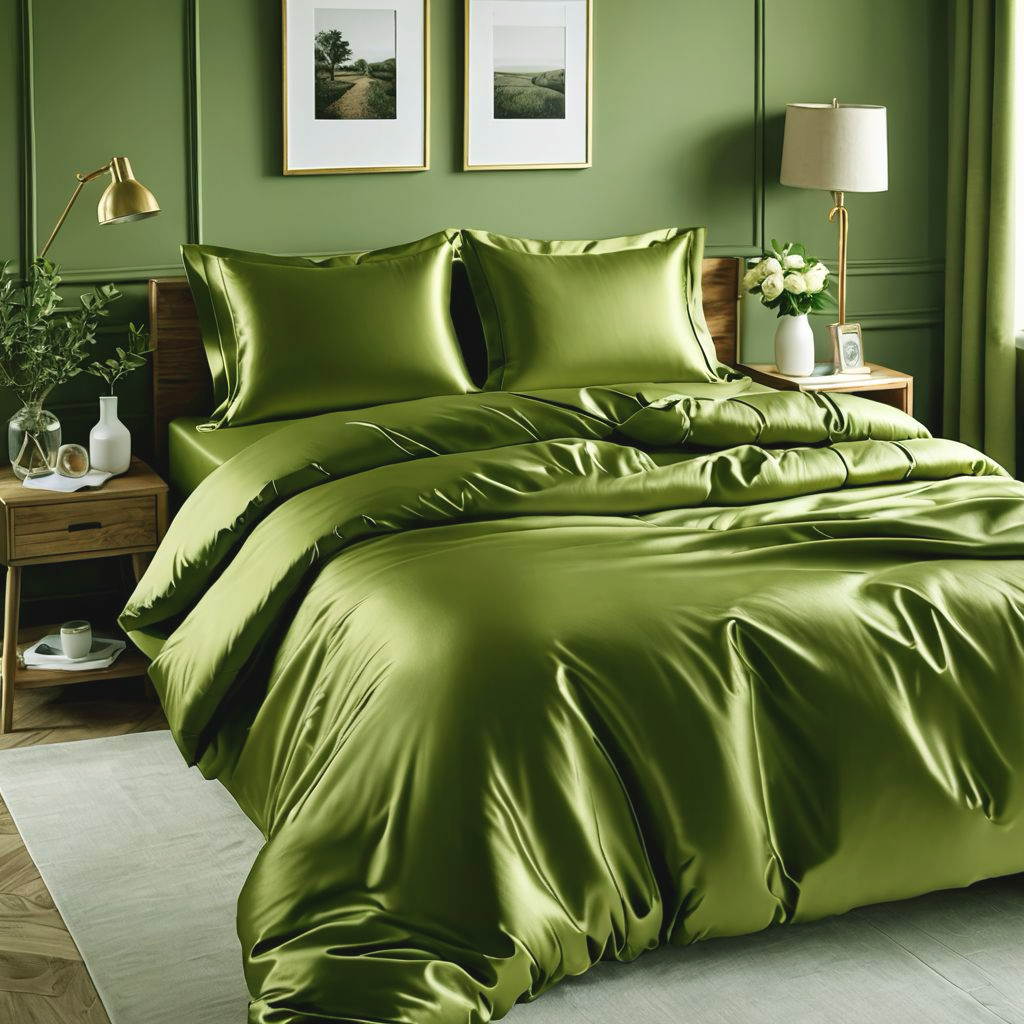 Наволочка на блискавці 70х70 (Сатин Premium) | Від виробника "Королева Ночі" | Однотонний оливковий, фото 1