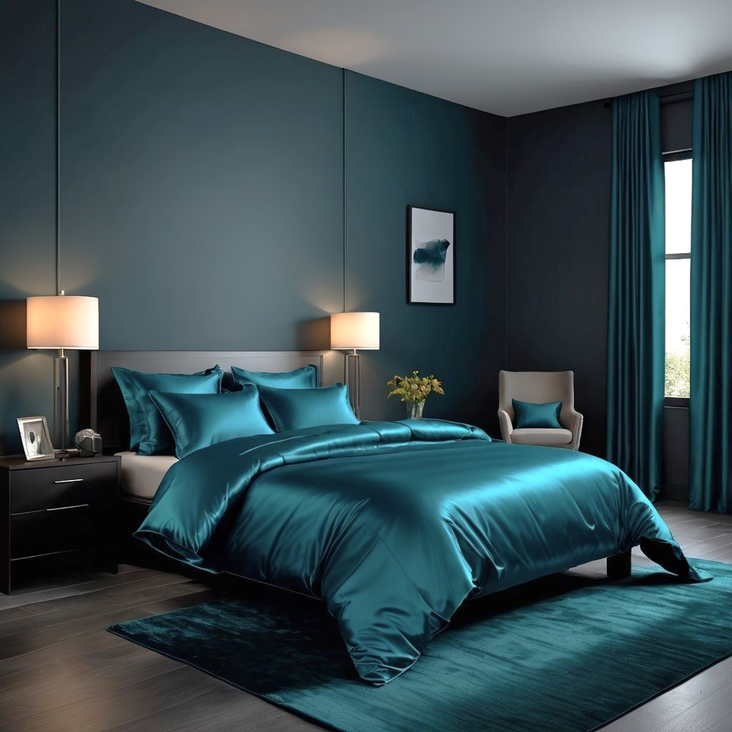 Наволочка на блискавці 70х70 (Сатин Premium) | Від виробника "Королева Ночі" | Однотонний бірюзовий, фото 1