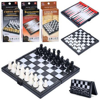 Гра настільна, магнітна, 3 види (шахи, шашки, нарди) EL1302-06-11 G-Rich