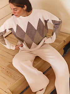 Теплий костюм жіночий брючний трикотажний осінній