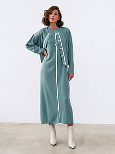 В'язаний костюм жіночий з сукнею бірюзовий