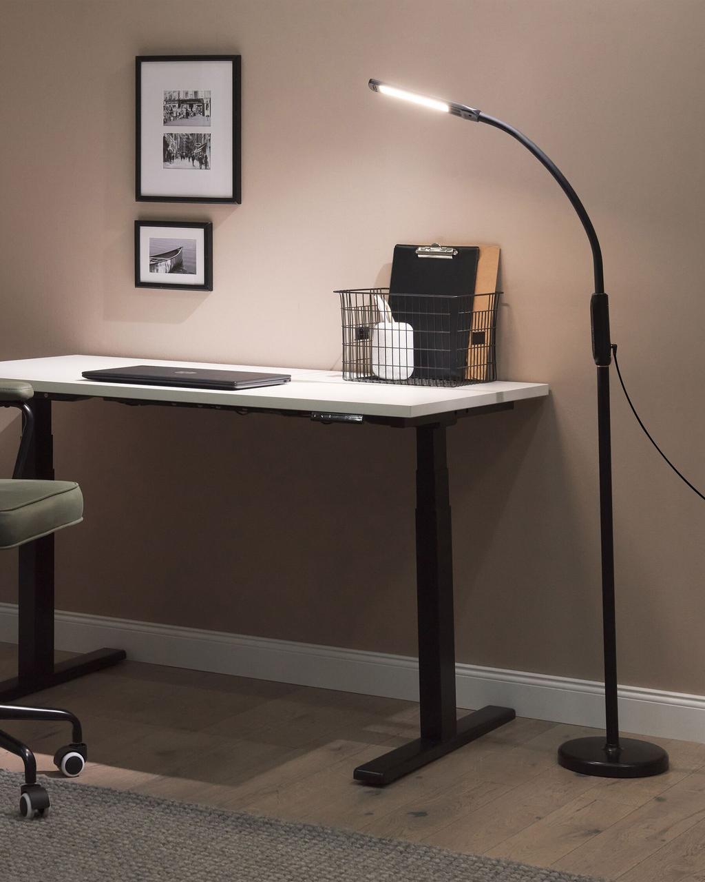 Підлоговий світильник із затискачем LED APUS з димером, метал, чорний