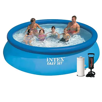Надувний басейн Intex 28130-5, 366 х 76 см (3 785 л/год, підстилка, тент, насос), фото 1
