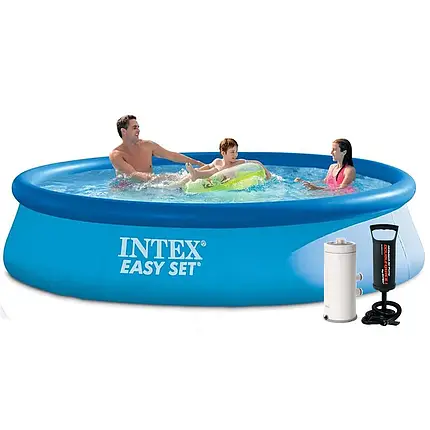 Надувний басейн Intex 28143-4, 396 х 84 см (3 785 л/год, підстилка, тент, насос), фото 1