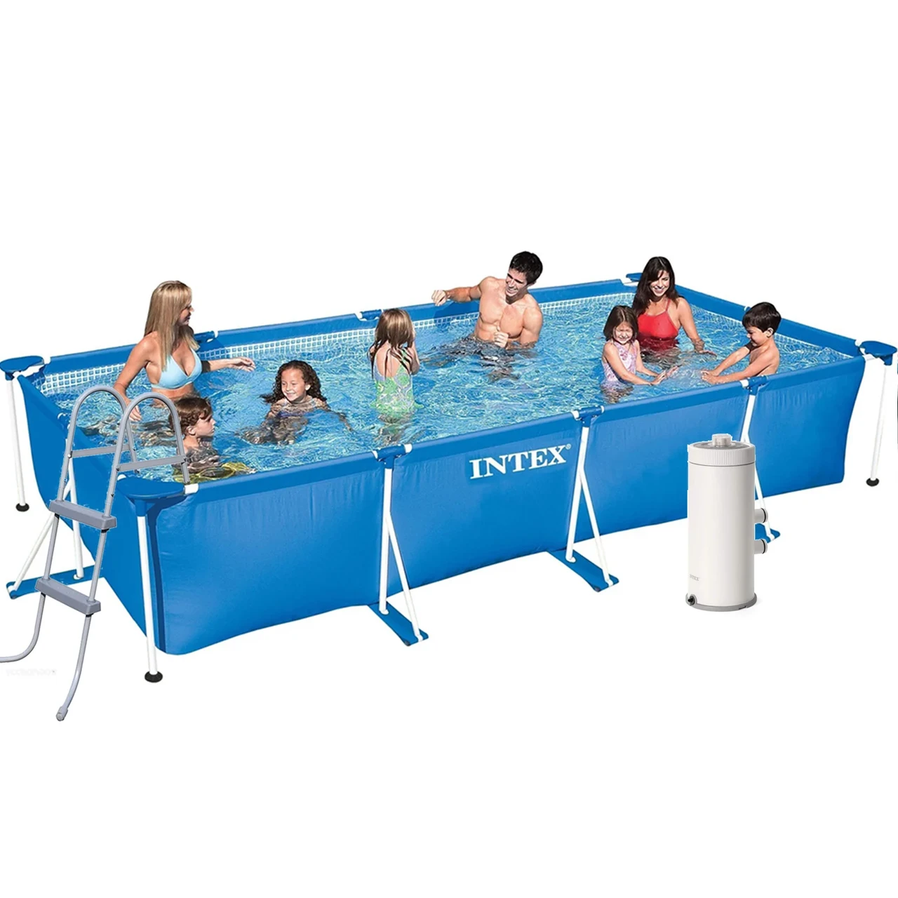 Каркасний басейн Intex 28273-6, 450 х 220 х 84 см (3 785 л/год, тент, підстилка, драбина)