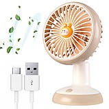 Настільний вентилятор MHT752 з аккумулятором 1200 мАг, 3 швидкості, тихий, 9 Вт, компактний, фото 2