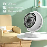 Настільний акумуляторний вентилятор AA-888 з підсвічуванням, 3 швидкості, безшумна робота, 20 см, фото 3