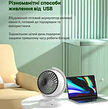 Настільний акумуляторний вентилятор AA-888 з підсвічуванням, 3 швидкості, безшумна робота, 20 см, фото 5