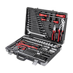 Набір інструментів, проф., 1/2" + 1/4", Cr-V, 119 од., головки: 4-32 мм, E4-E22, біти 43 од., ключі: 6-27 мм, кейс INTERTOOL