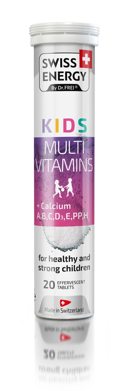 Мультивітаміни з кальцієм, для дітей віком від 7 років, KIDS Multivitamins + Calcium CH, Swiss Energy, для росту та розвитку, 20