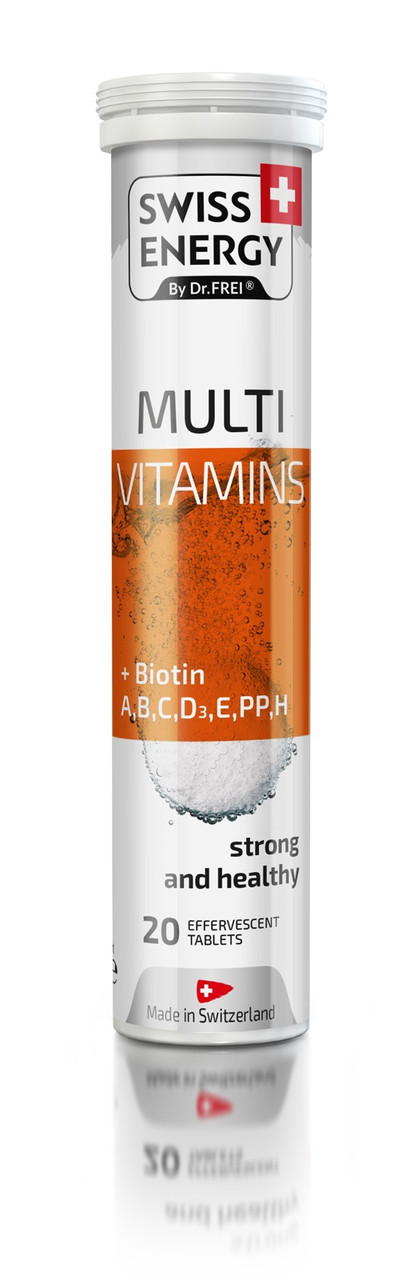 Мультивітаміни з біотином, MULTIVITAMINS + Biotin CH, Swiss Energy, імунітет, метаболізм, волосся та шкіра, 20 розчинних таблеток