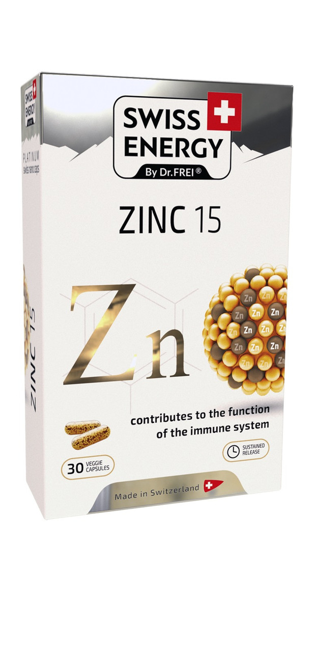 Цинк, ZINC blister, Swiss Energy, 15 мг, 30 веганських капсул