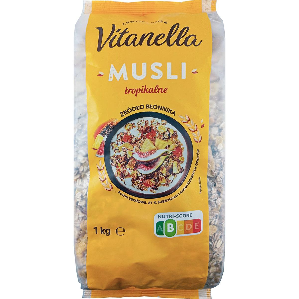 Мюслі Vitanella Tropikalne з сухофруктами та цукатами 1кг