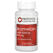 Бромелайн, Bromelain, Protocol for Life Balance, 2400 GDU/г, 500 мг, 90 рослинних капсул
