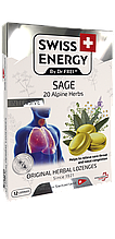 Льодяники від застуди, Herbal Lozenges Blister 20 herbs + Sage, Swiss Energy, від кашлю, болю в горлі та закладеності носа, 20