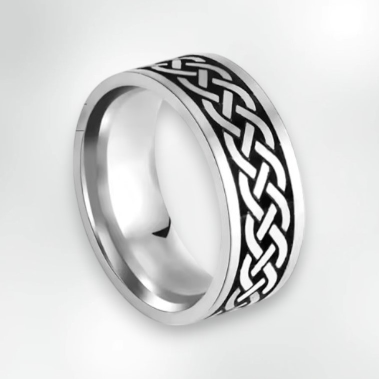 Каблучка з нержавіючої сталі срібляста преміум якості кельтський вузол розмір 20.5 LuxAurum059, фото 1