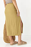 Приталена спідниця з декоративними елементами - гірчичний цвет, S (є розміри), фото 2