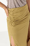 Приталена спідниця з декоративними елементами - гірчичний цвет, S (є розміри), фото 4