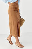 Приталена спідниця з декоративними елементами - коричневий цвет, S (є розміри), фото 5