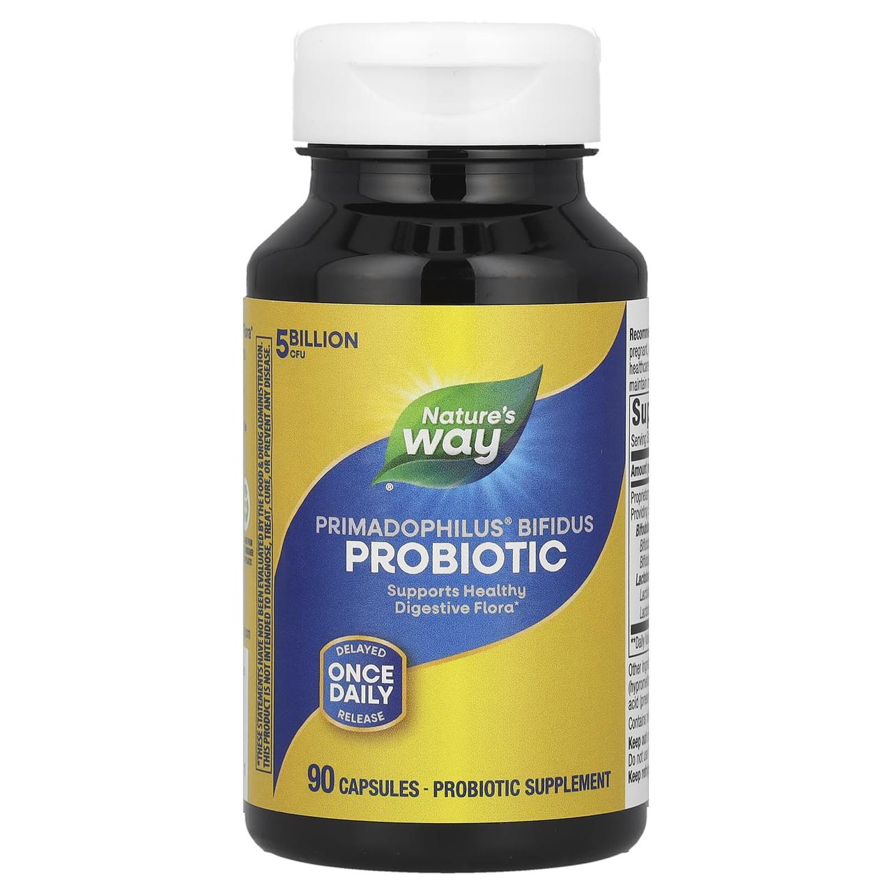 Пробіотики для дорослих, Primadophilus® Bifidus Probiotic, Nature's Way, 5 млрд КУО, 90 капсул, фото 1