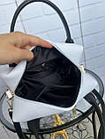 Містка жіноча сумка через плече з екошкіри крос боді біла сумка з плечовим ременем, фото 5