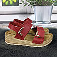 Босоніжки жіночі Inblu червоні шкіряні на танкетці 4981, фото 4