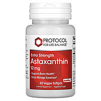 Астаксантин, Astaxanthin, Protocol for Life Balance, підвищена сила, 12 мг, 60 рослинних гелевих капсул