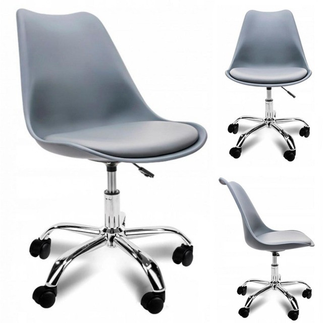 Офісне крісло ергономічне Bonro PRO-LT27 | сіре | газліфт, екошкіряне сидіння, металева база