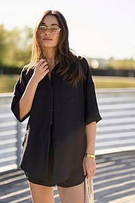 Костюм жіночий Breezy Light (сорочка та шорти) - Чорний