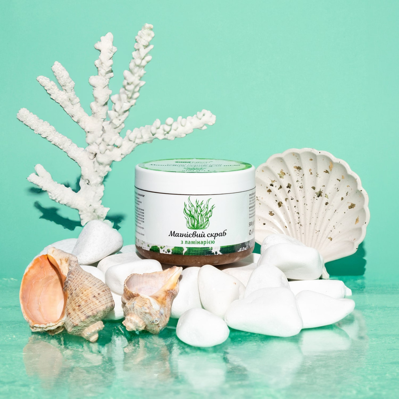 Скраб для тіла з ламінарією та магнієм Бішофіт Полтавський 500 г — глибоке очищення, тонус і догляд за шкірою, фото 1