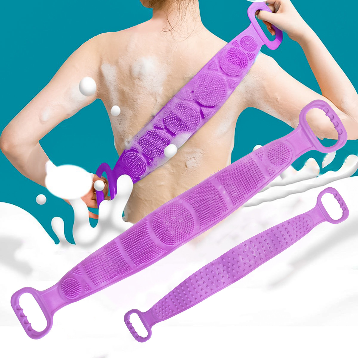 М'яка та пружна силіконова мочалка Silica Gel Bath Brush Фіолетовий, для пілінгу та очищення, фото 1